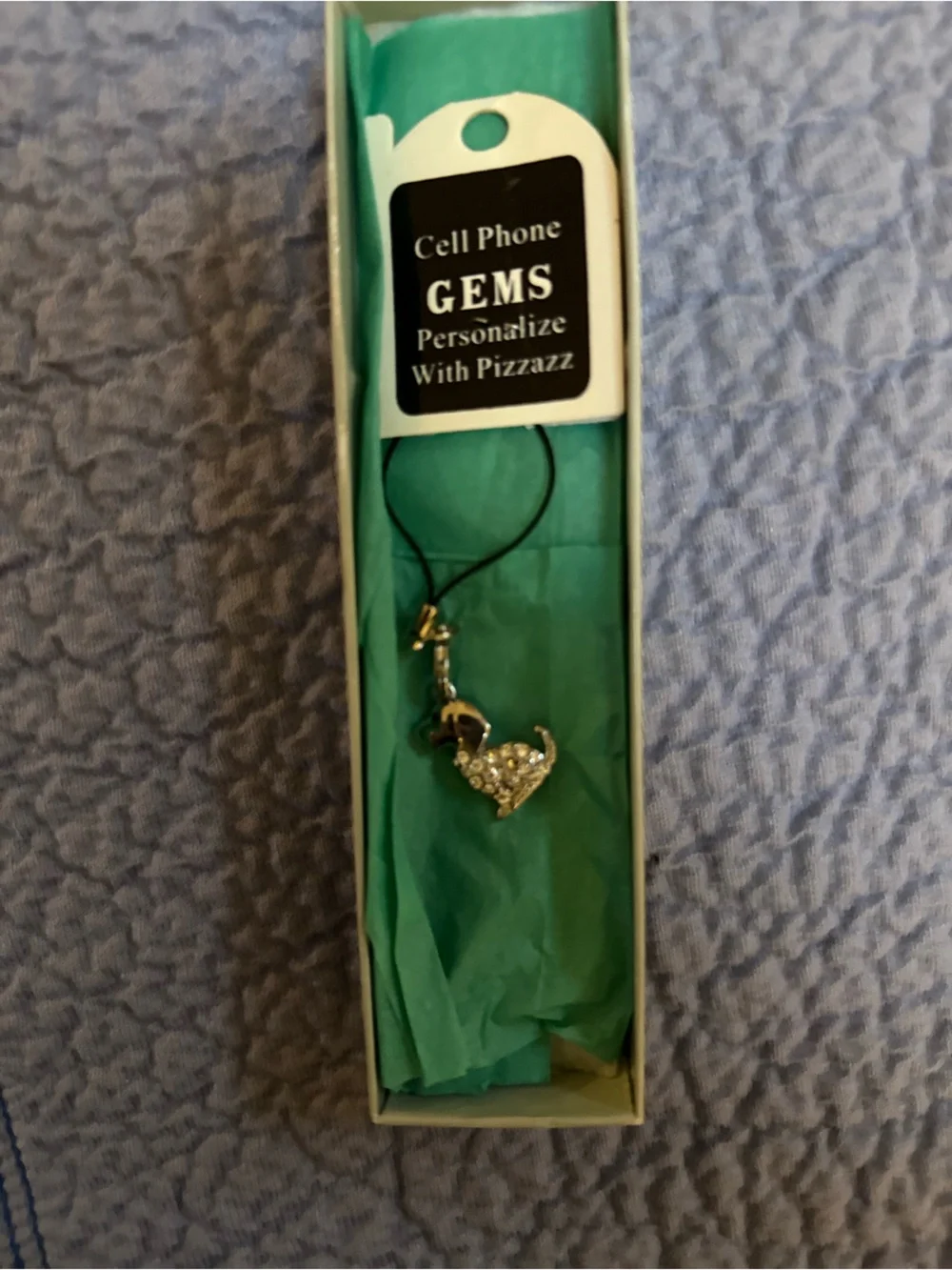 Rhinestone Dog Cell Phone Charm - Gold